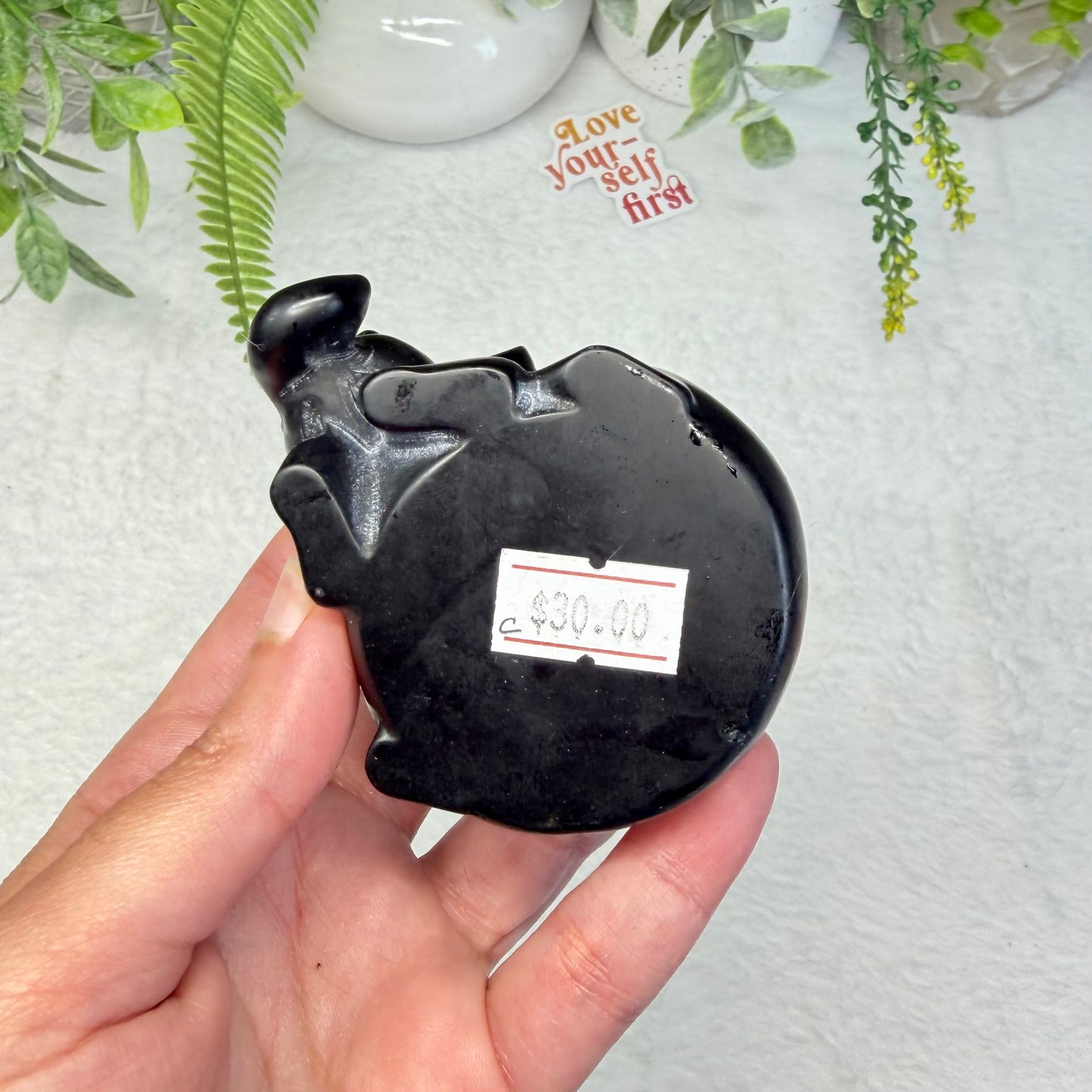 Black Obsidian Elephant Sphere Holder - C