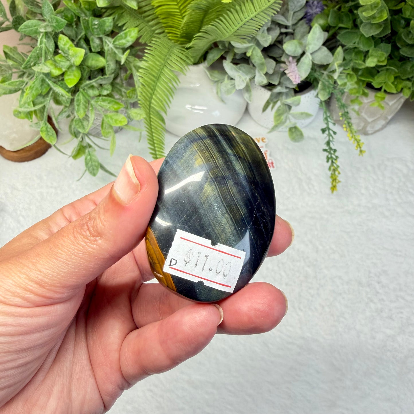 Blue Tiger’s Eye Palmstone - D