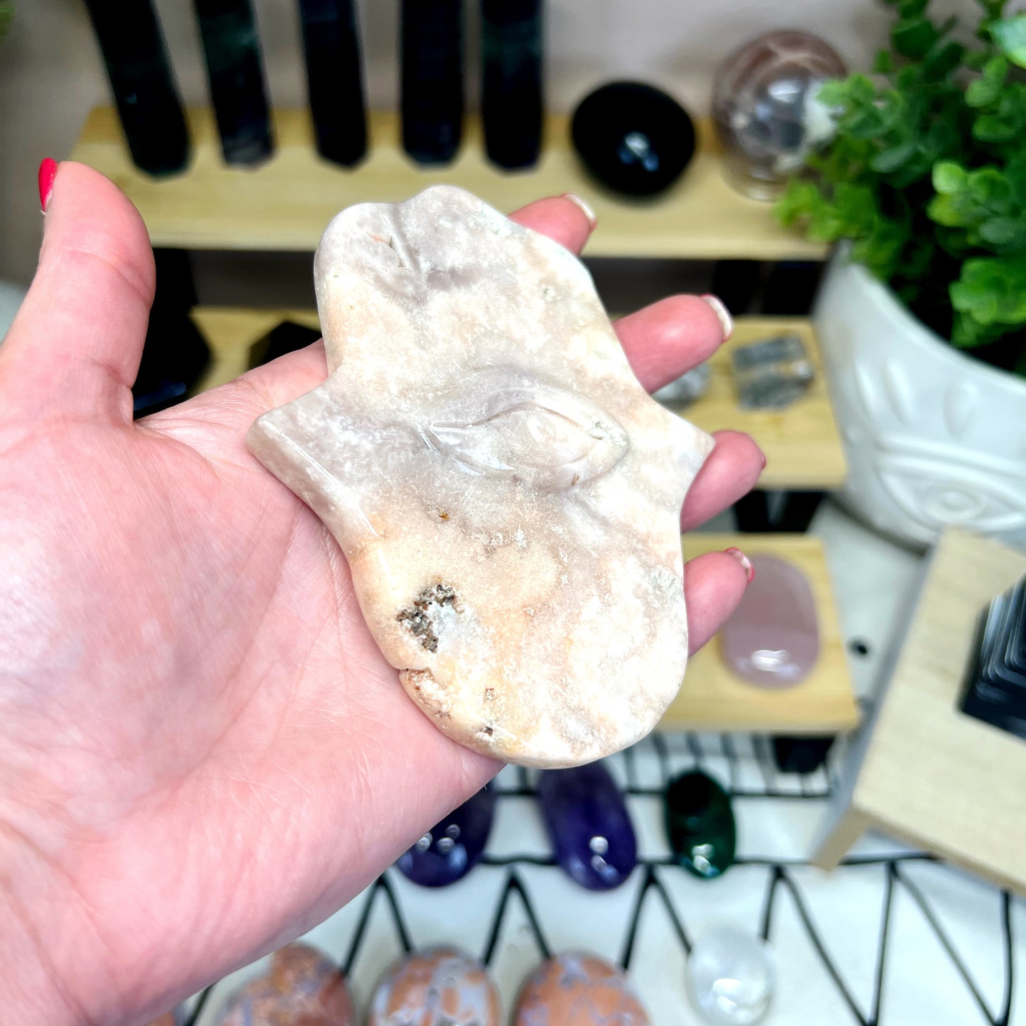 Pink Amethyst Hamsa