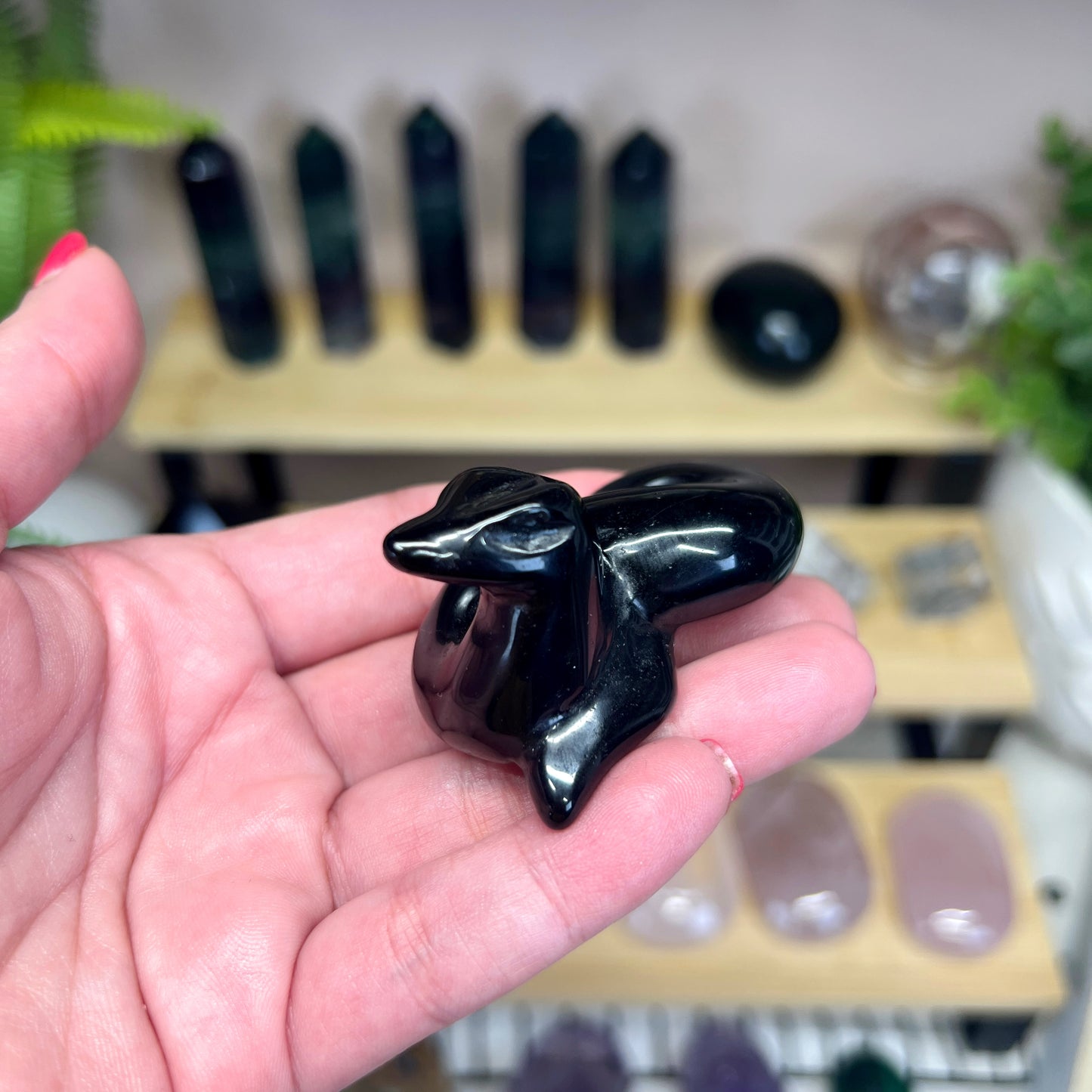 Black Obsidian Snake Carving