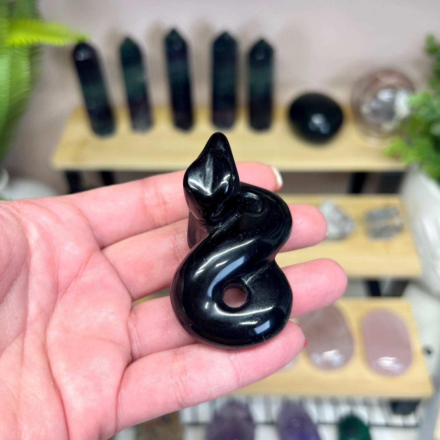 Black Obsidian Snake Carving