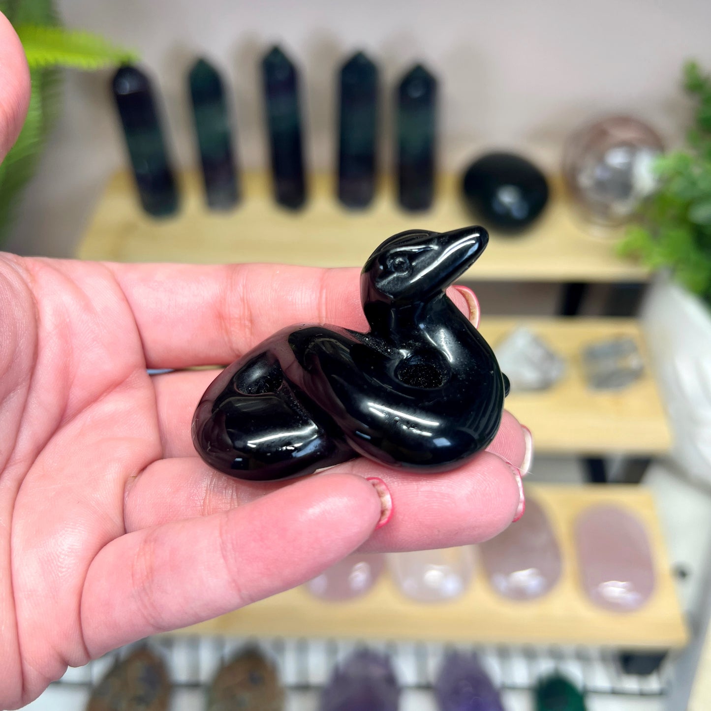 Black Obsidian Snake Carving