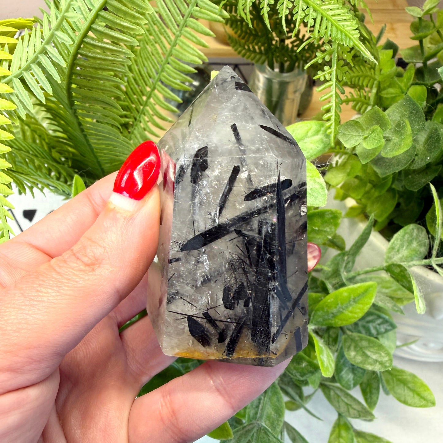 Tourmaline in Quartz Point - A