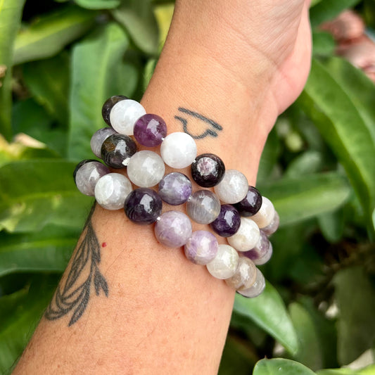 Purple Fluorite Beaded Stretch Bracelet (10mm)