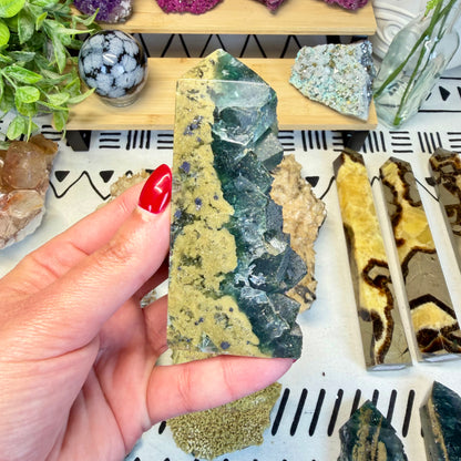 Fluorite With Calcite Point - C