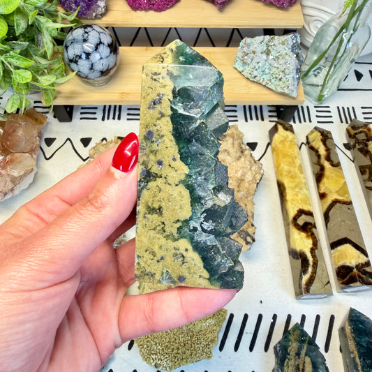 Fluorite With Calcite Point - C