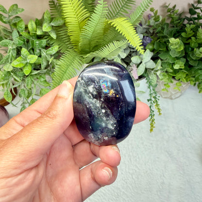 Black Rose Fluorite Palmstone - B