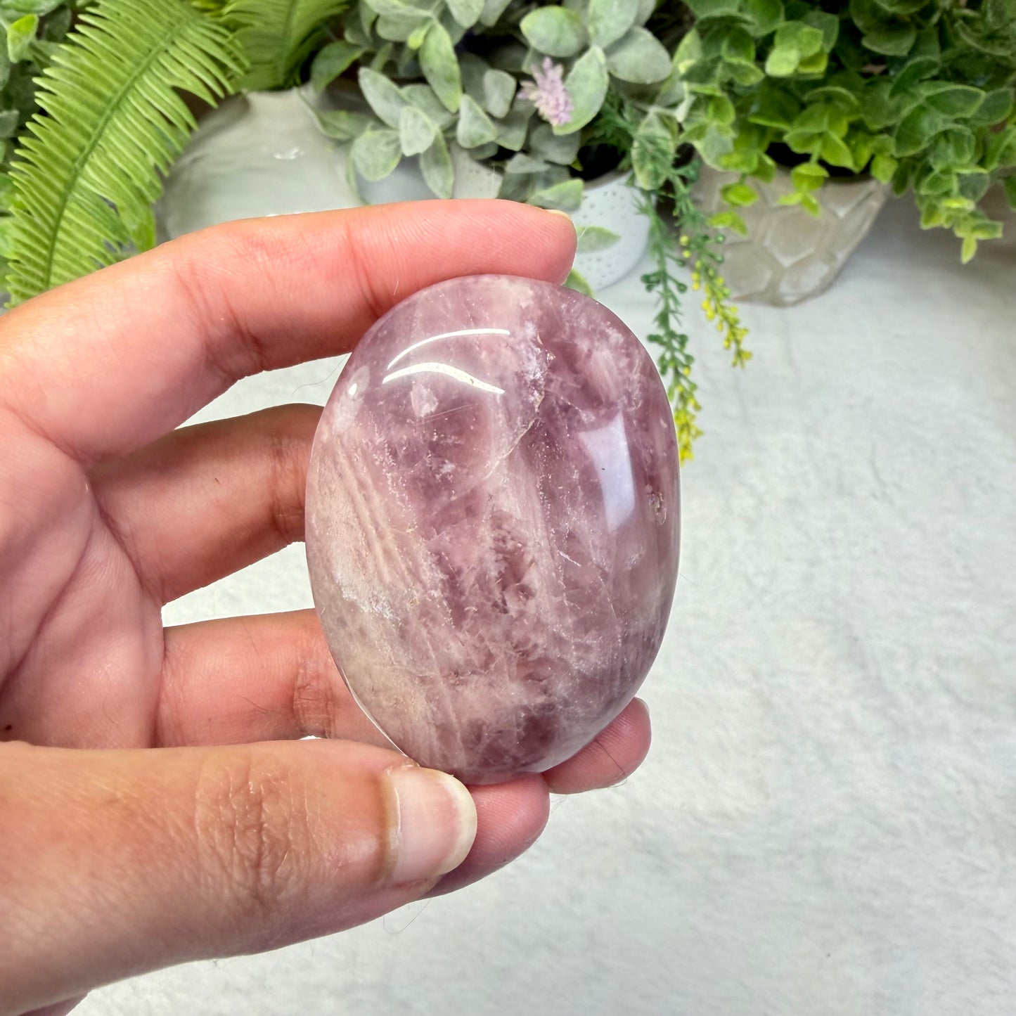 Lavender Rose Quartz Palmstone - B