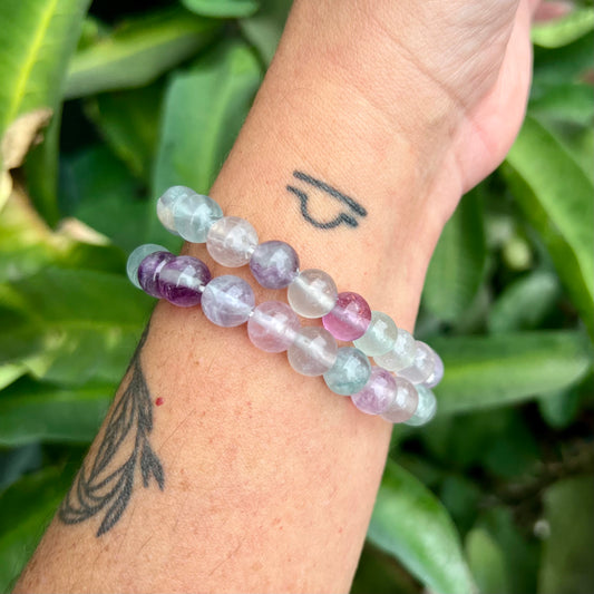 Fluorite Beaded Stretch Bracelet (8mm)