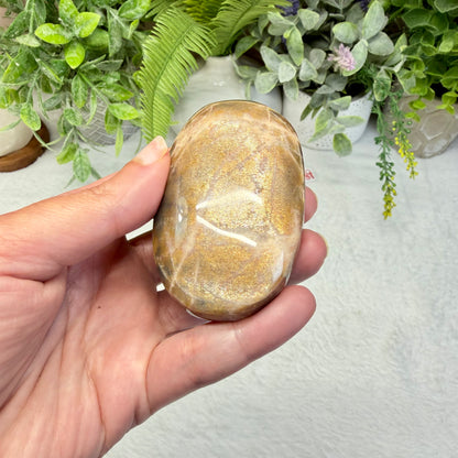 Sunstone With Black Moonstone Palmstone - A