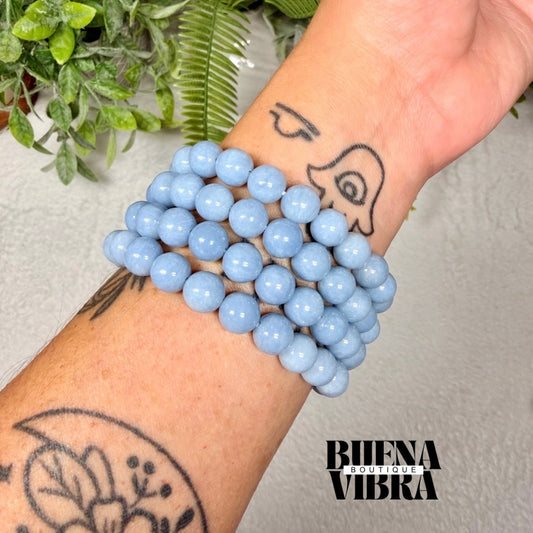 Angelite 8.5mm Stretch Beaded Bracelet