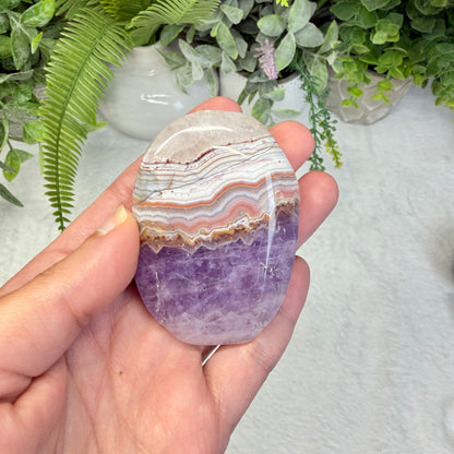 Amethyst With Mexico Agate Palmstone - D