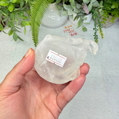 Clear Quartz Elephant Sphere Holder - A
