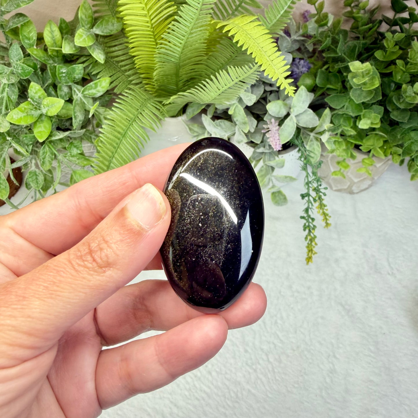 Golden Sheen Obsidian Palmstone - O