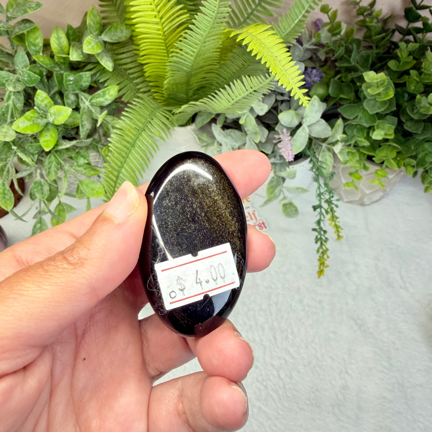 Golden Sheen Obsidian Palmstone - O