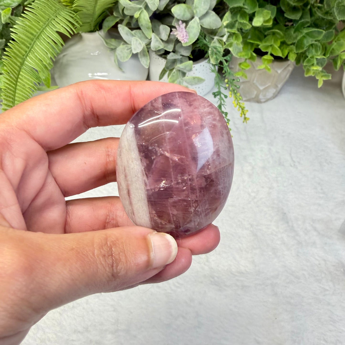Lavender Rose Quartz Palmstone - C