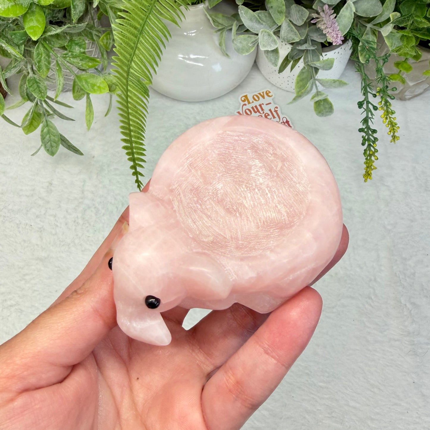 Rose Quartz Elephant Sphere Holder - B