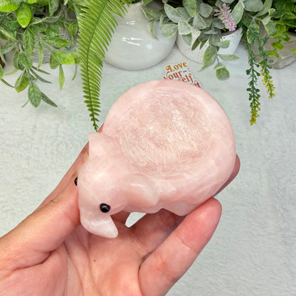 Rose Quartz Elephant Sphere Holder - B