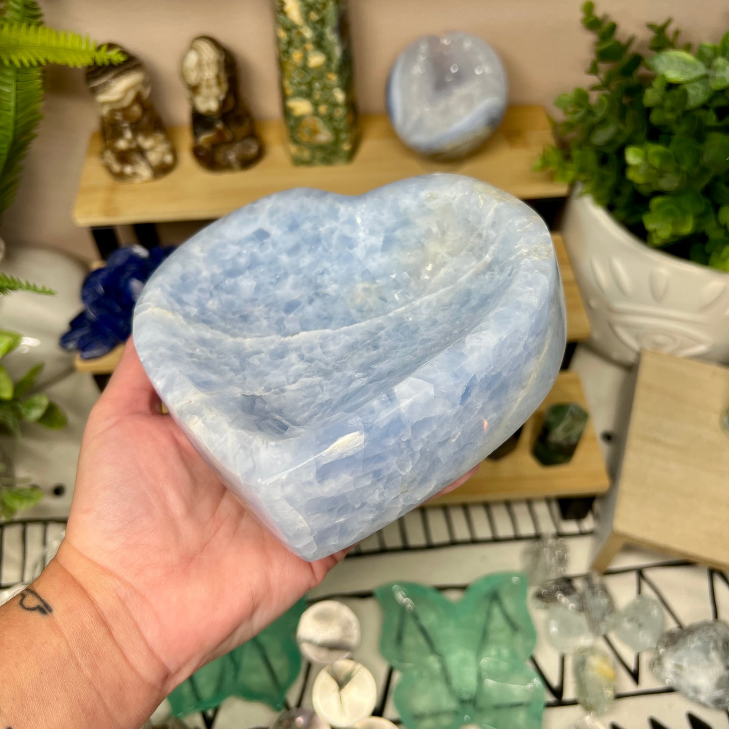 Blue Calcite Heart Bowl