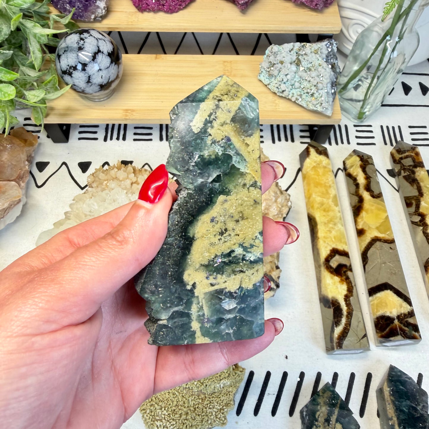 Fluorite With Calcite Point - C