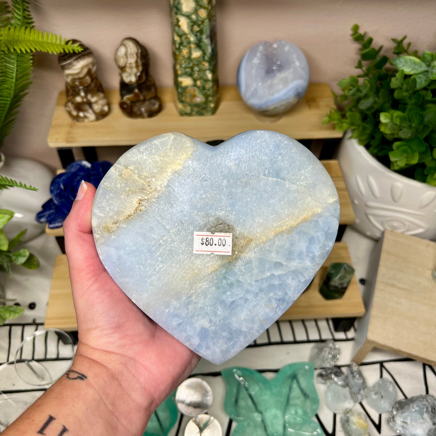 Blue Calcite Heart Bowl