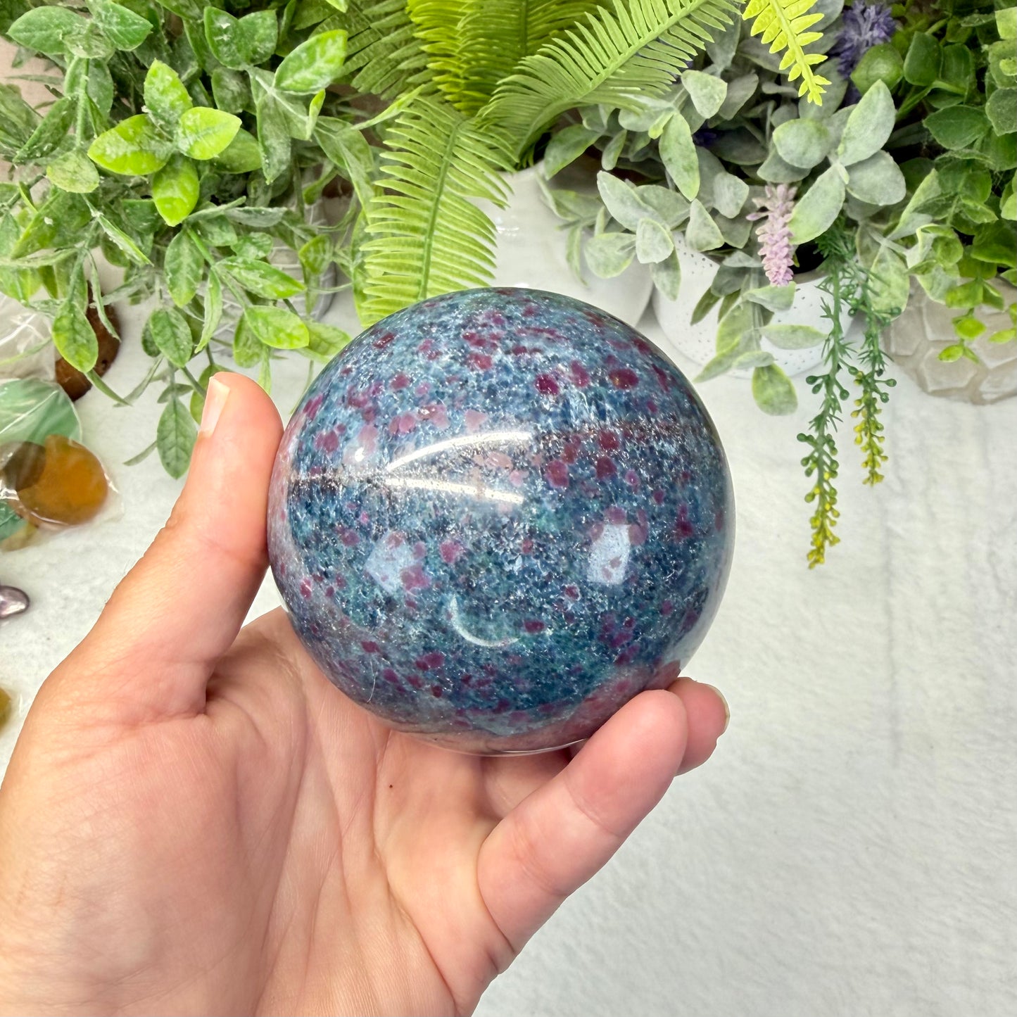 Ruby in Blue Kyanite Sphere