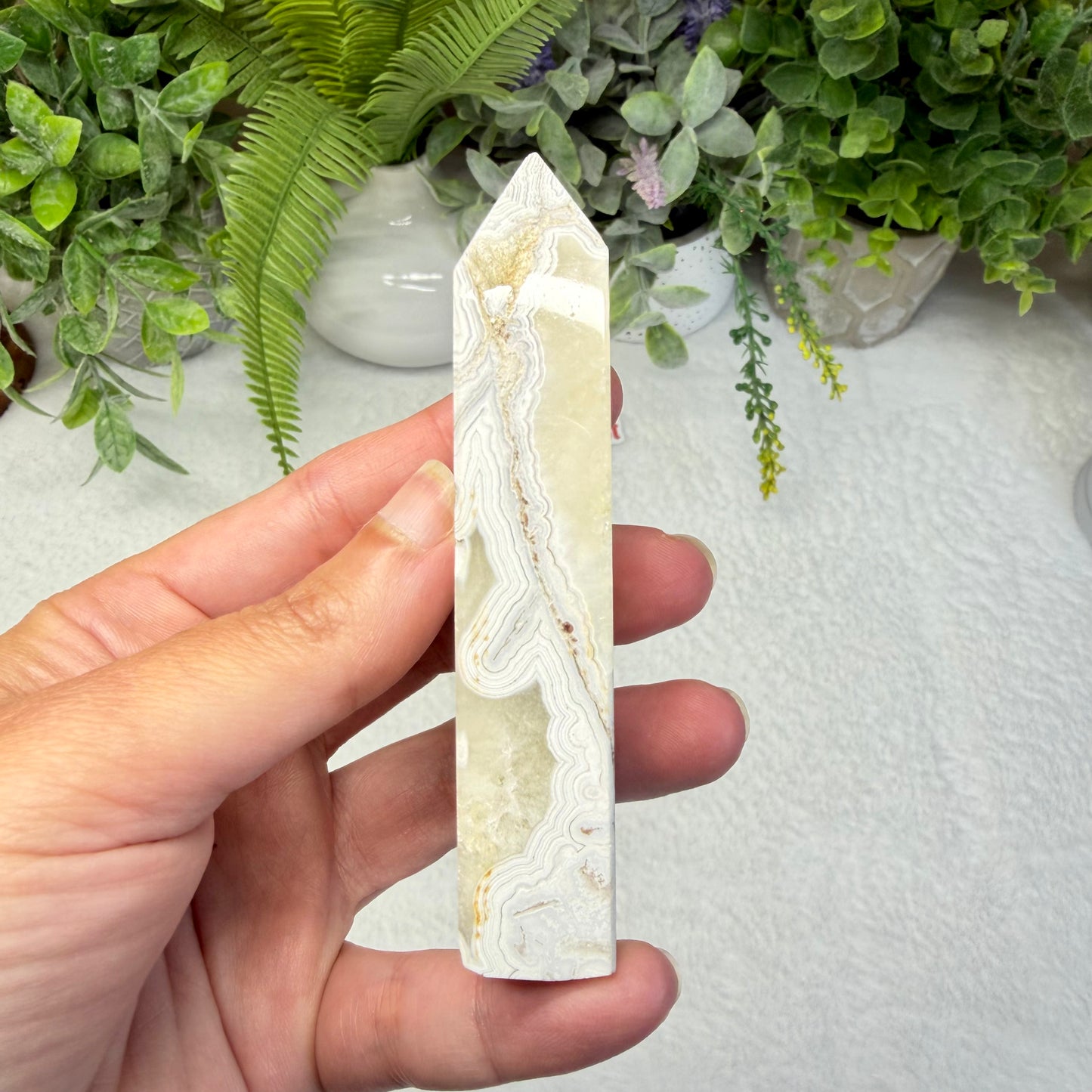 White Mexico Agate Point - A