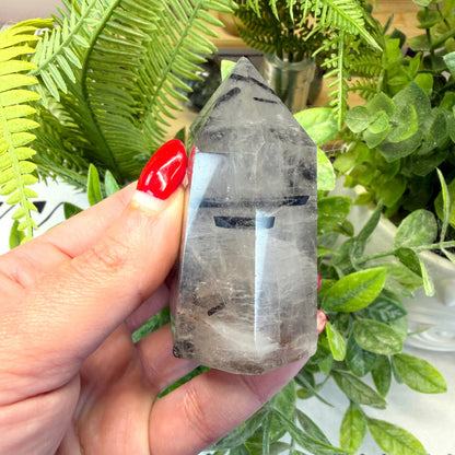 Tourmaline in Quartz Point - A