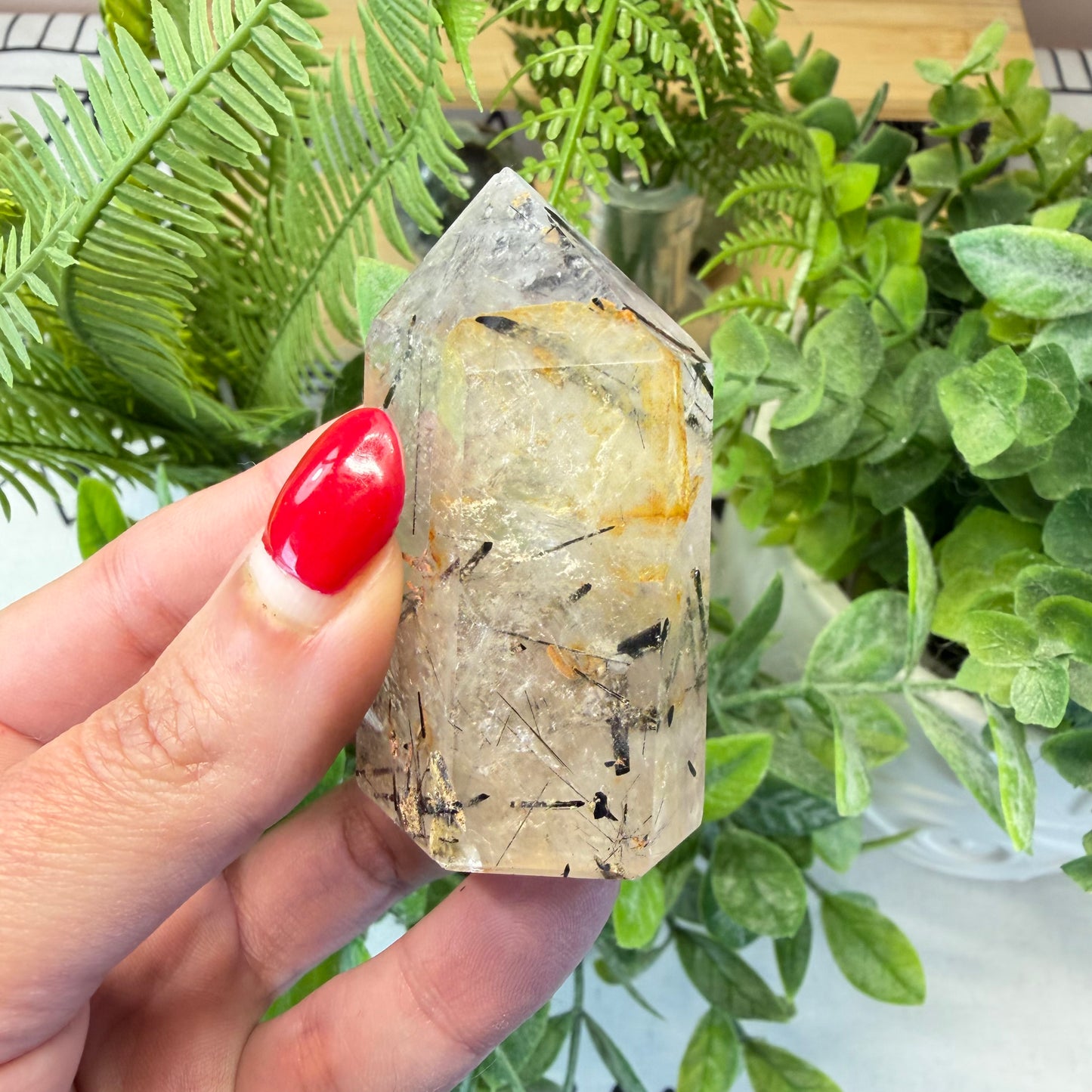 Tourmaline in Quartz Point - D