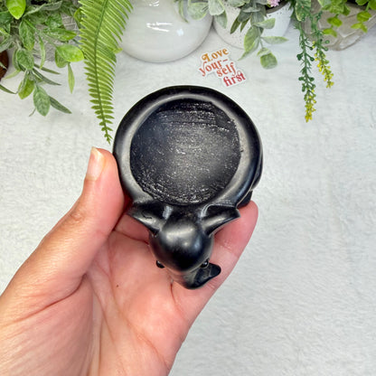 Black Obsidian Elephant Sphere Holder - C