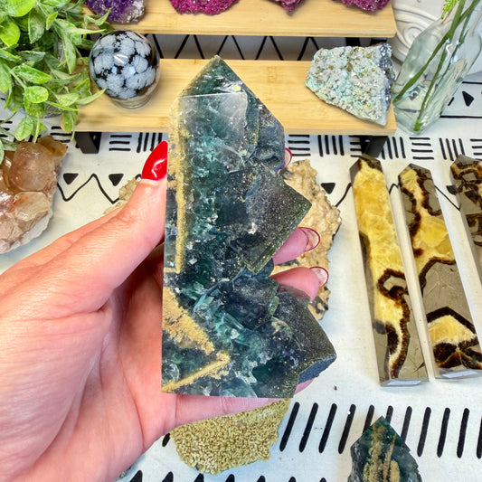 Fluorite With Calcite Point - B