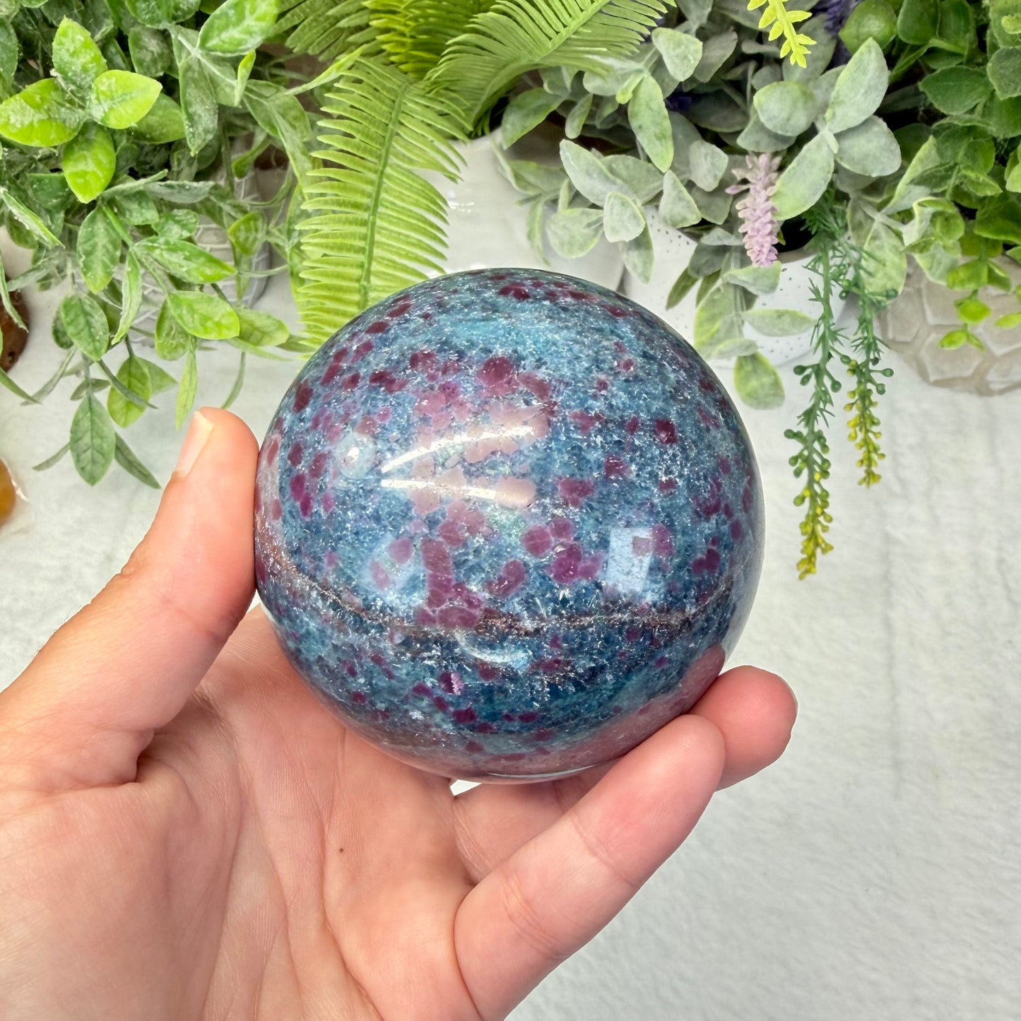 Ruby in Blue Kyanite Sphere