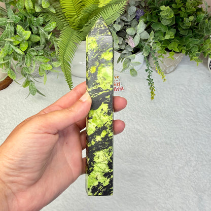 Green Opal With Hematite Tower - B