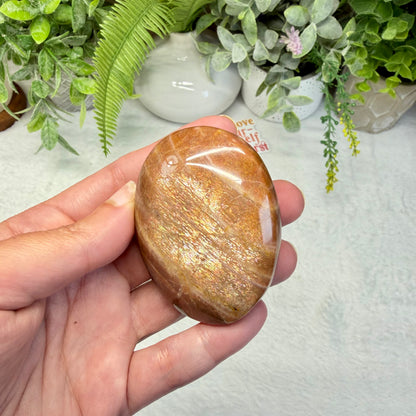 Sunstone With Black Moonstone Palmstone - B