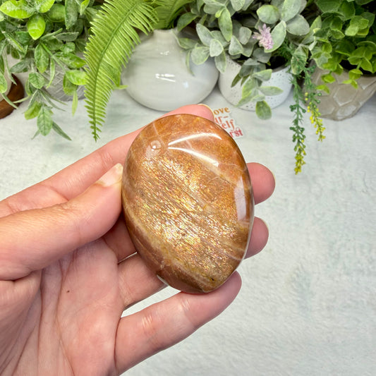 Sunstone With Black Moonstone Palmstone - B