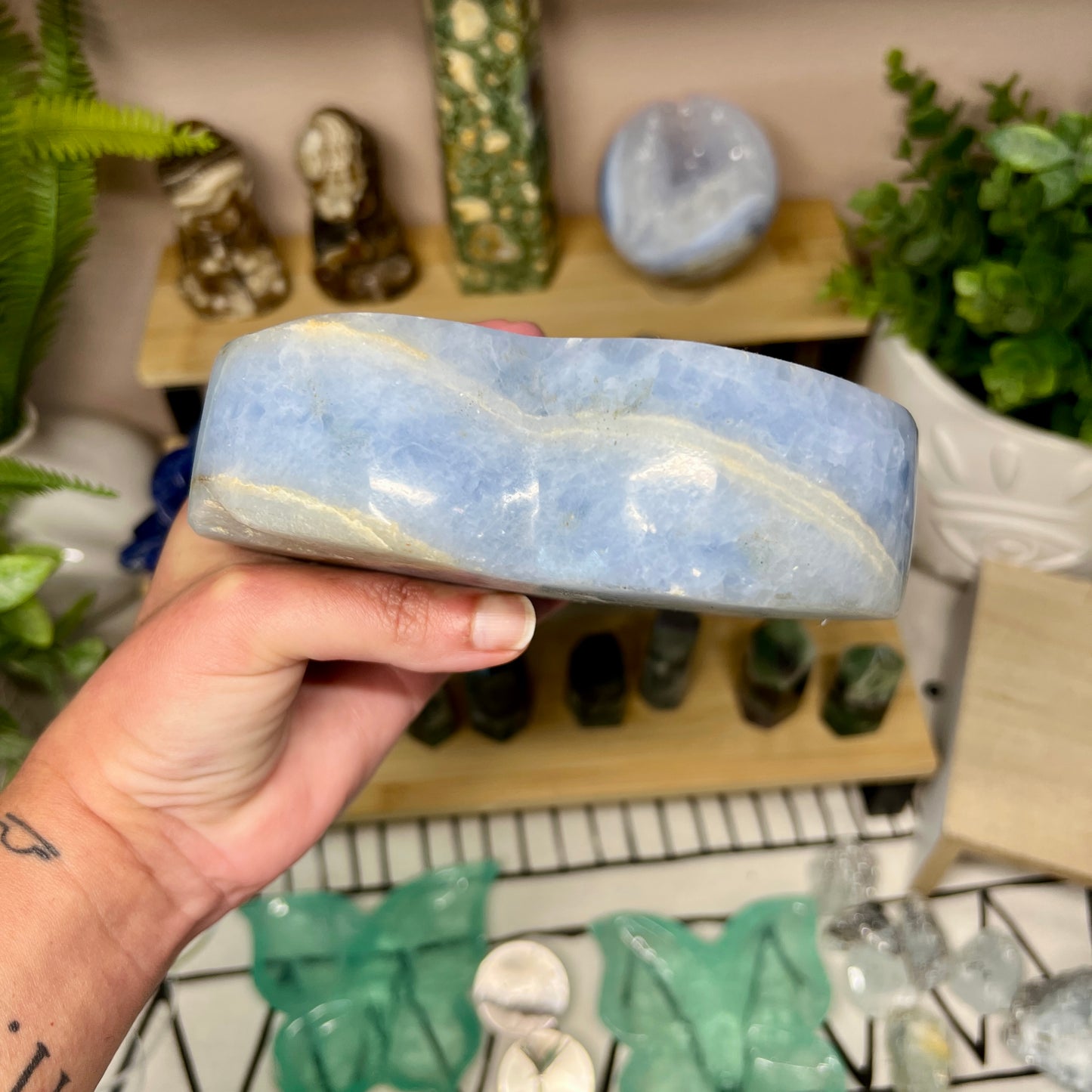 Blue Calcite Heart Bowl