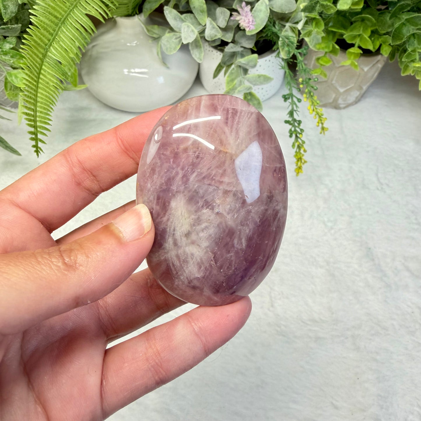 Lavender Rose Quartz Palmstone - A