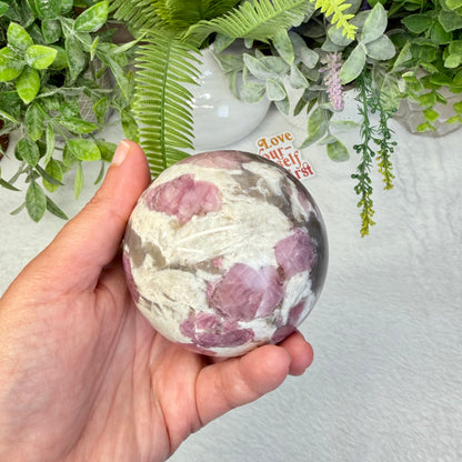 Pink Tourmaline with Smoky Quartz Sphere