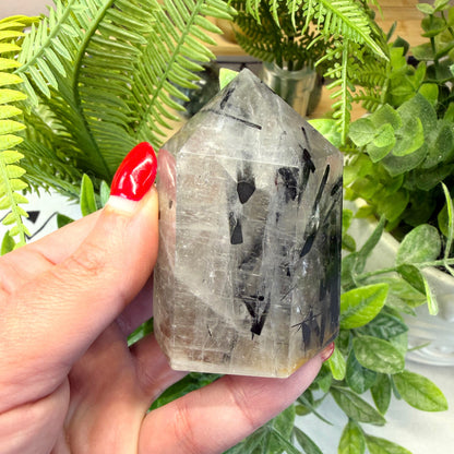 Tourmaline in Quartz Point - A