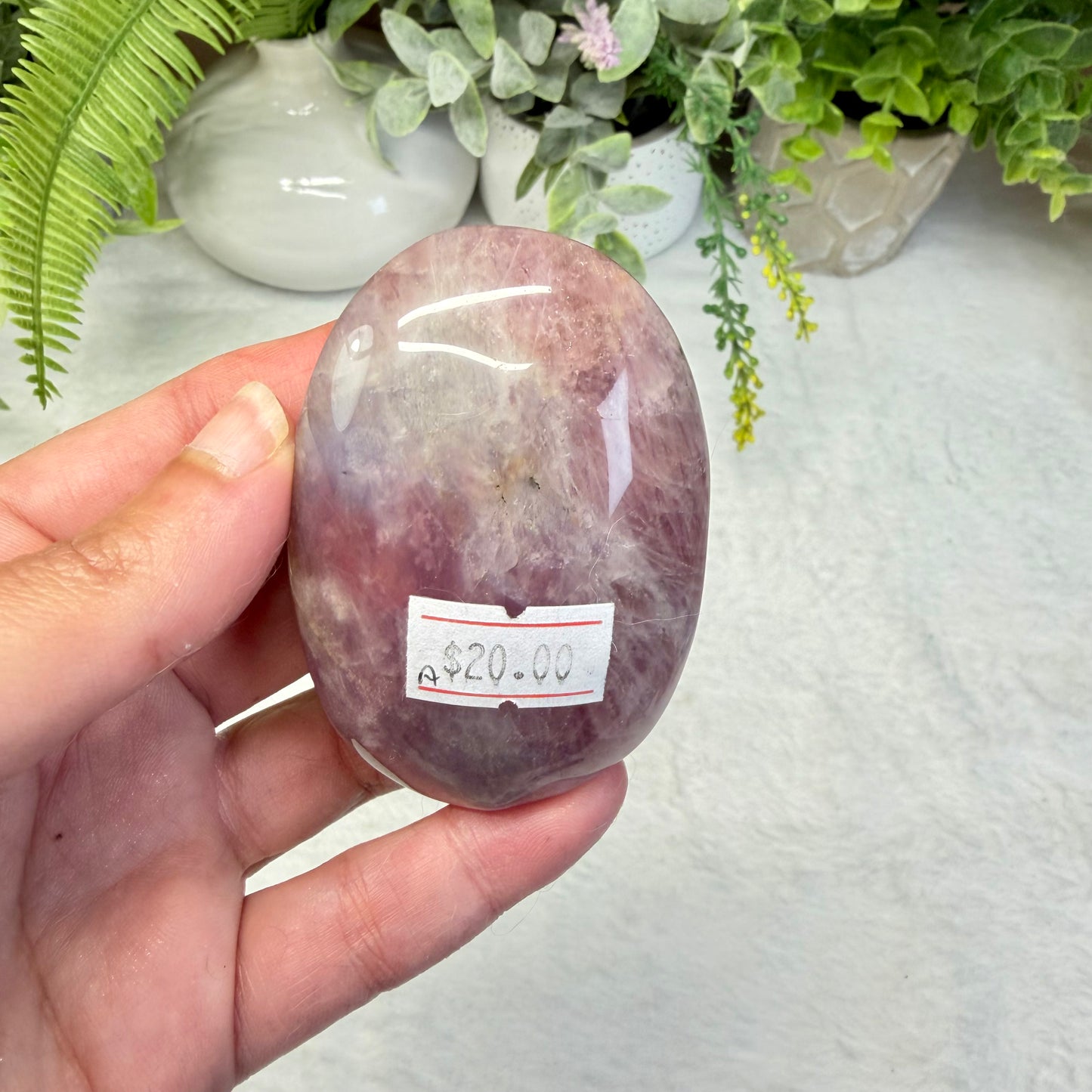 Lavender Rose Quartz Palmstone - A