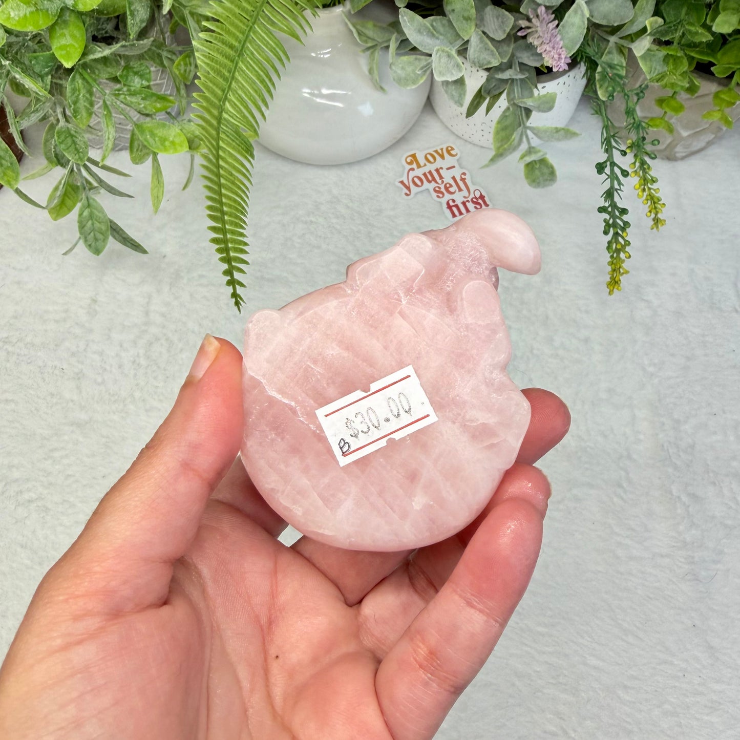 Rose Quartz Elephant Sphere Holder - B