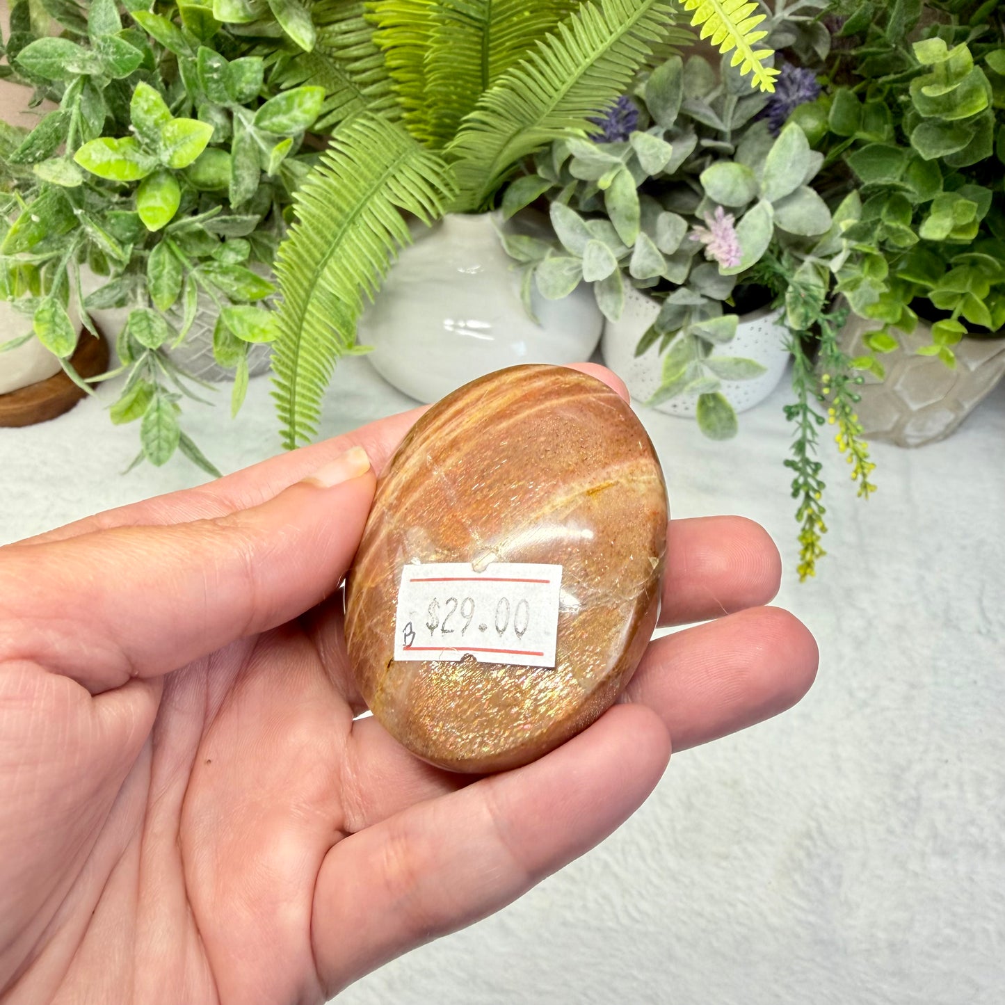 Sunstone With Black Moonstone Palmstone - B