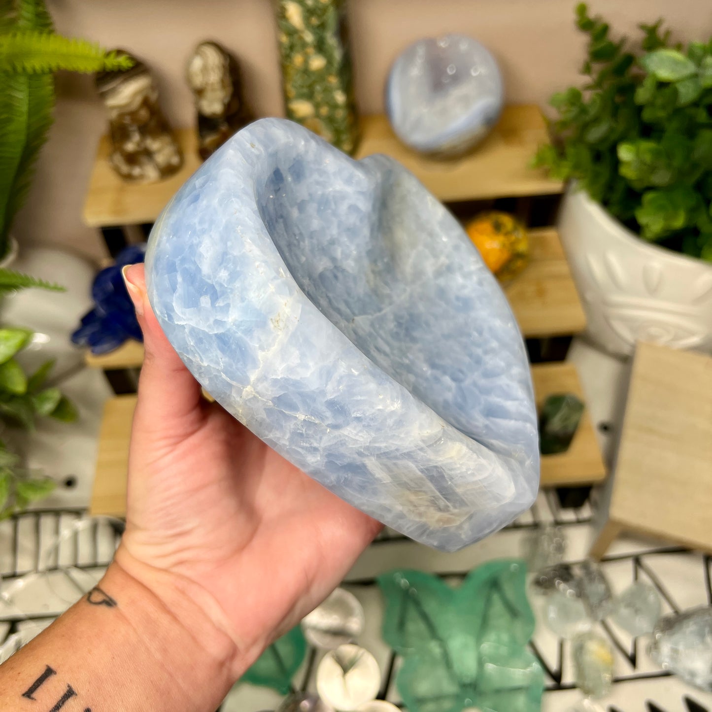 Blue Calcite Heart Bowl