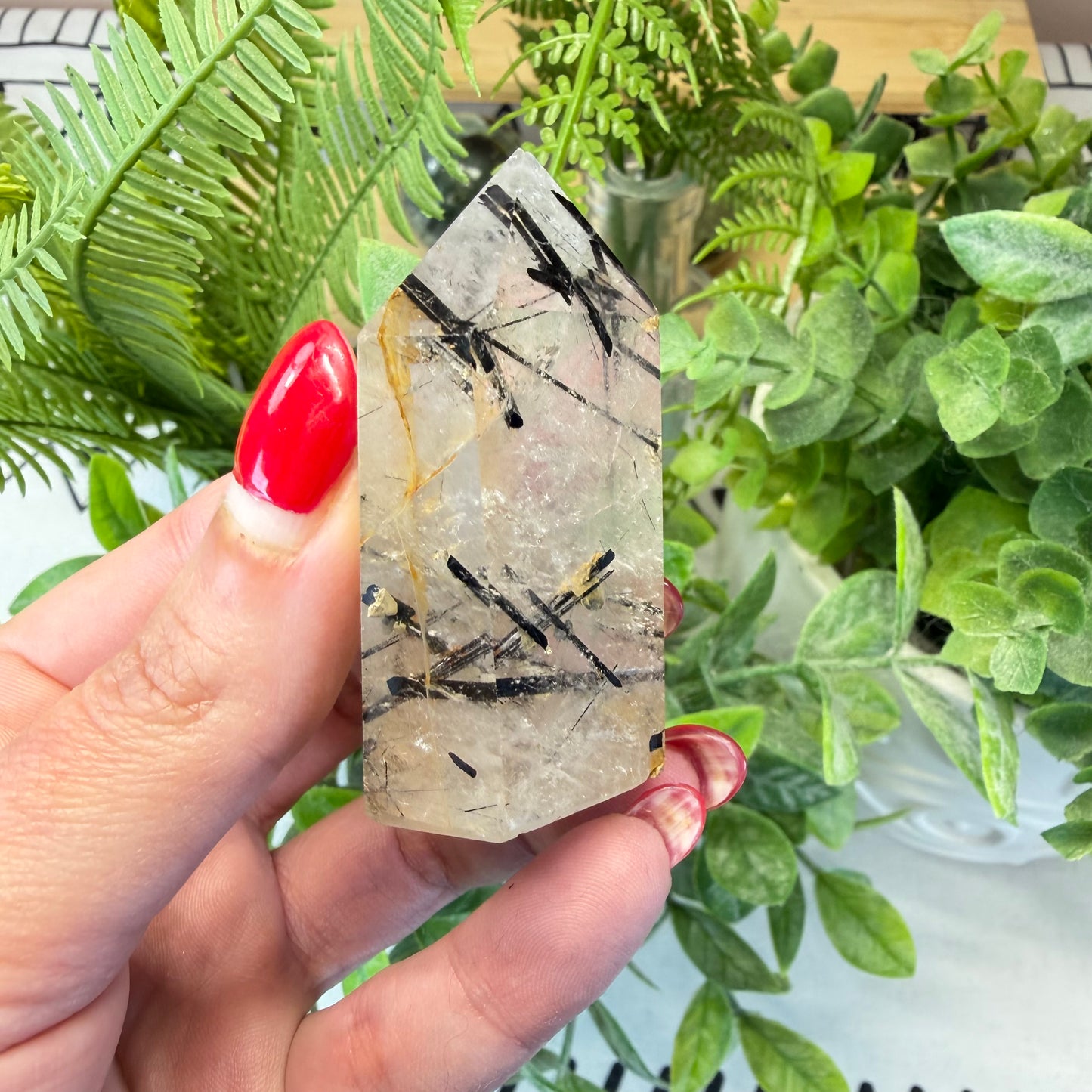 Tourmaline in Quartz Point - D