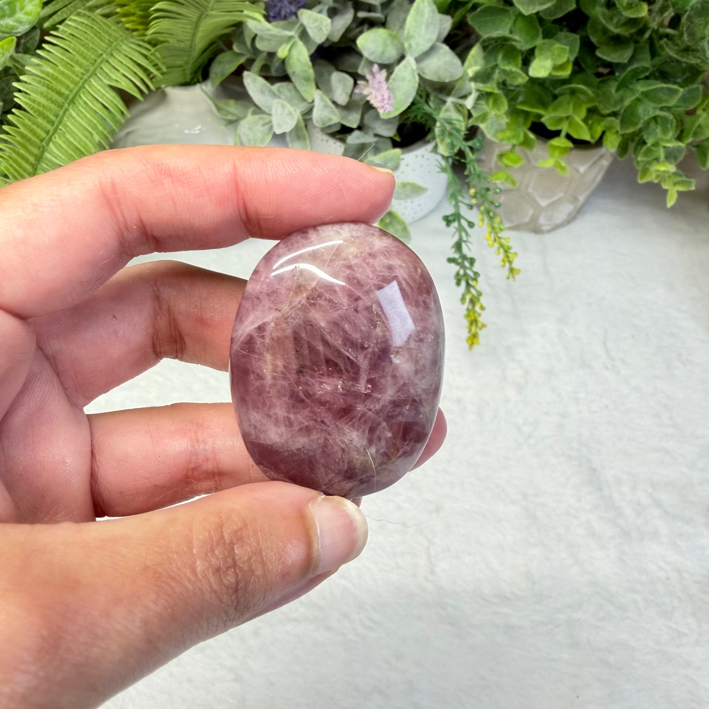 Lavender Rose Quartz Palmstone - D