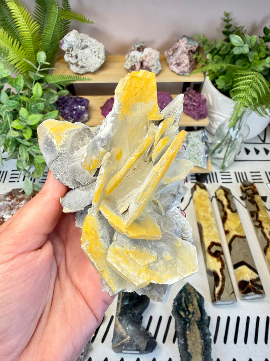 Golden Barite In Matrix - B