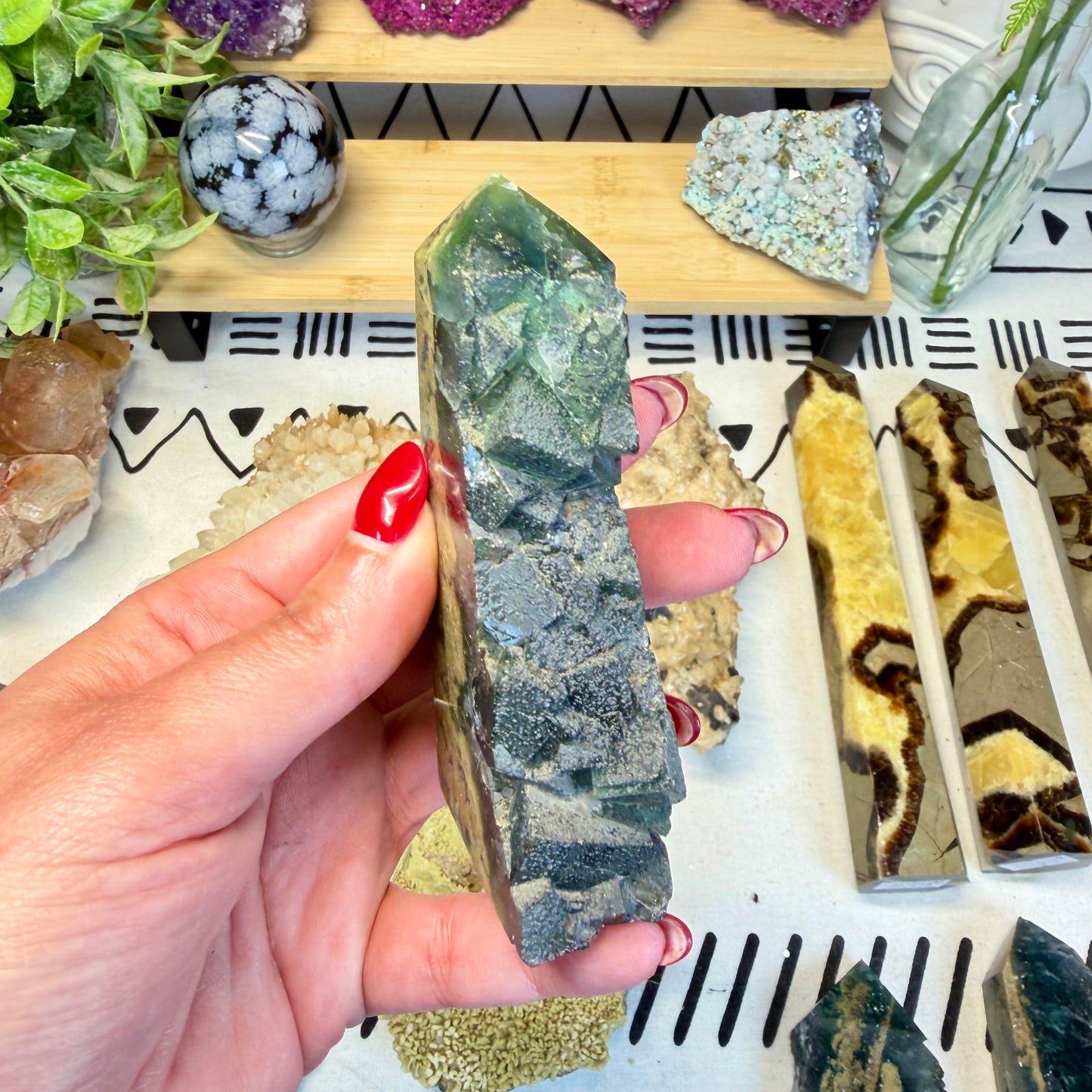 Fluorite With Calcite Point - C