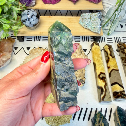 Fluorite With Calcite Point - C