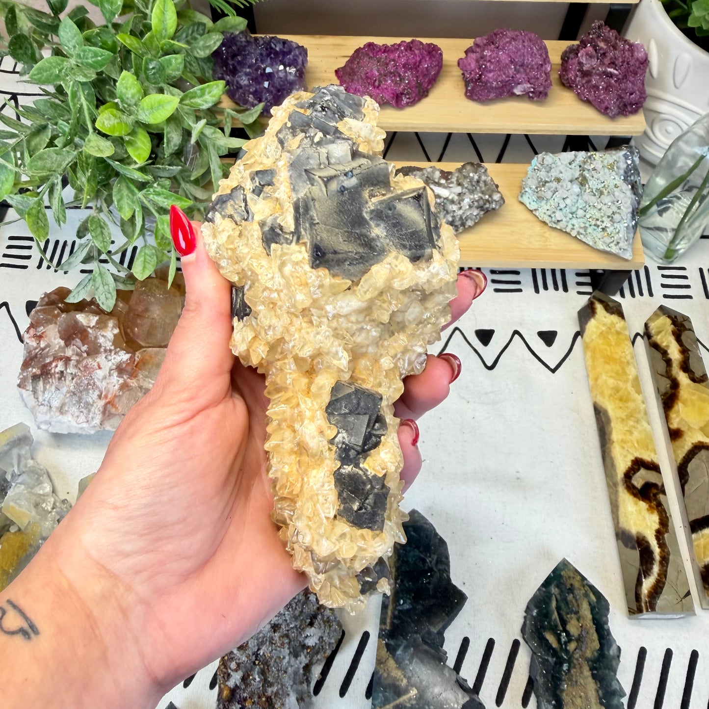 Fluorite With Calcite Specimen