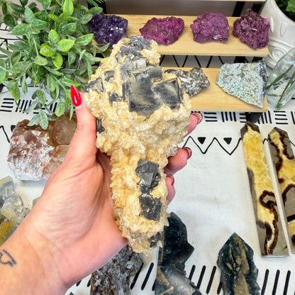 Fluorite With Calcite Specimen